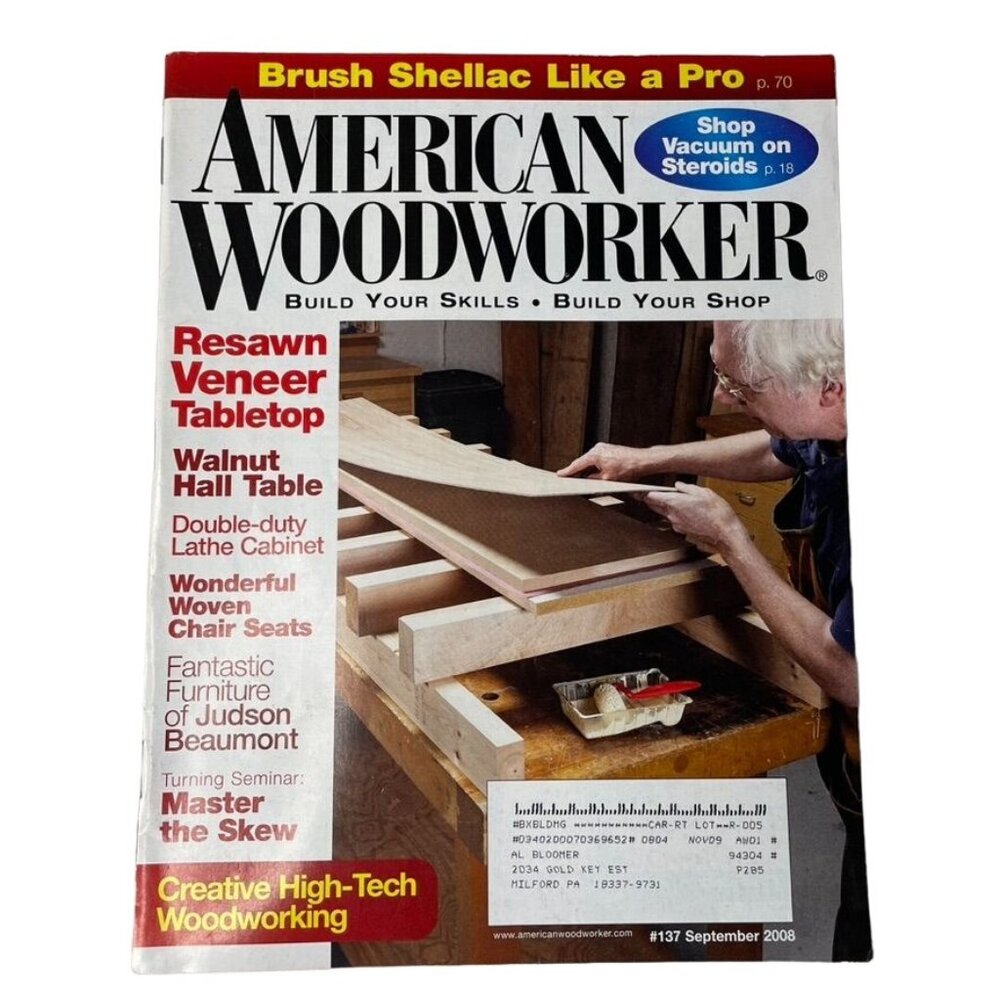 American Woodworker Magazine Sep 2008 No 137 Resaw Veneer Tabletop u